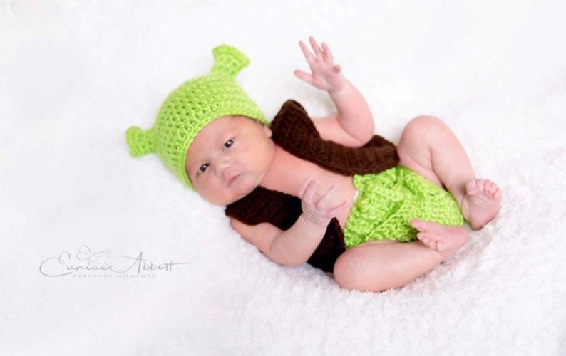 Shrek inspired / Halloween costume/ baby shower gift / shrek / ogre / newborn photo op image 1