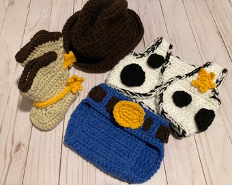 Toy story Woody inspired set/ cowboyNewborn photo op prop/ Halloween costume/ baby shower gift/ Cake smash/ Woody Photo op/ Diaper cover set