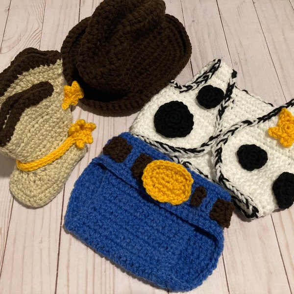 Toy story Woody set/ Newborn photo op prop/ Halloween costume/ baby shower gift/ Cake smash/ Woody Photo op/ Diaper cover set