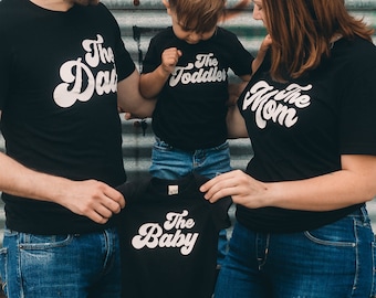 Family set of 4 - Coordinating tshirts - Matching t-shirts for family of 4 - New baby announcement - 2nd baby announcement - Big brother