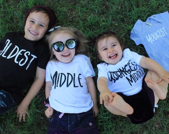 Sibling set of 4 - Family shirts - Oldest middle youngest - Big middle little littlest - Sibling sets - 4 shirts siblings