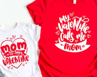 mom and son matching valentines day shirts