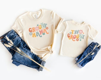 Two Groovy - Birthday Shirt For Second Birthday, Matching Mom shirt for Birthday, Mama of the Birthday Girl, Groovy Birthday, Retro B-day