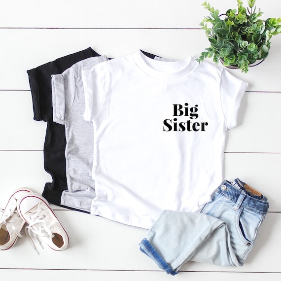 Big sister shirt Minimalist big sister announcement | Etsy