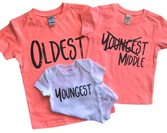 Sibling shirts set - Big sister again - Big sister to be - Big sister middle sister little sister - Big sister shirt - Announcement baby 3
