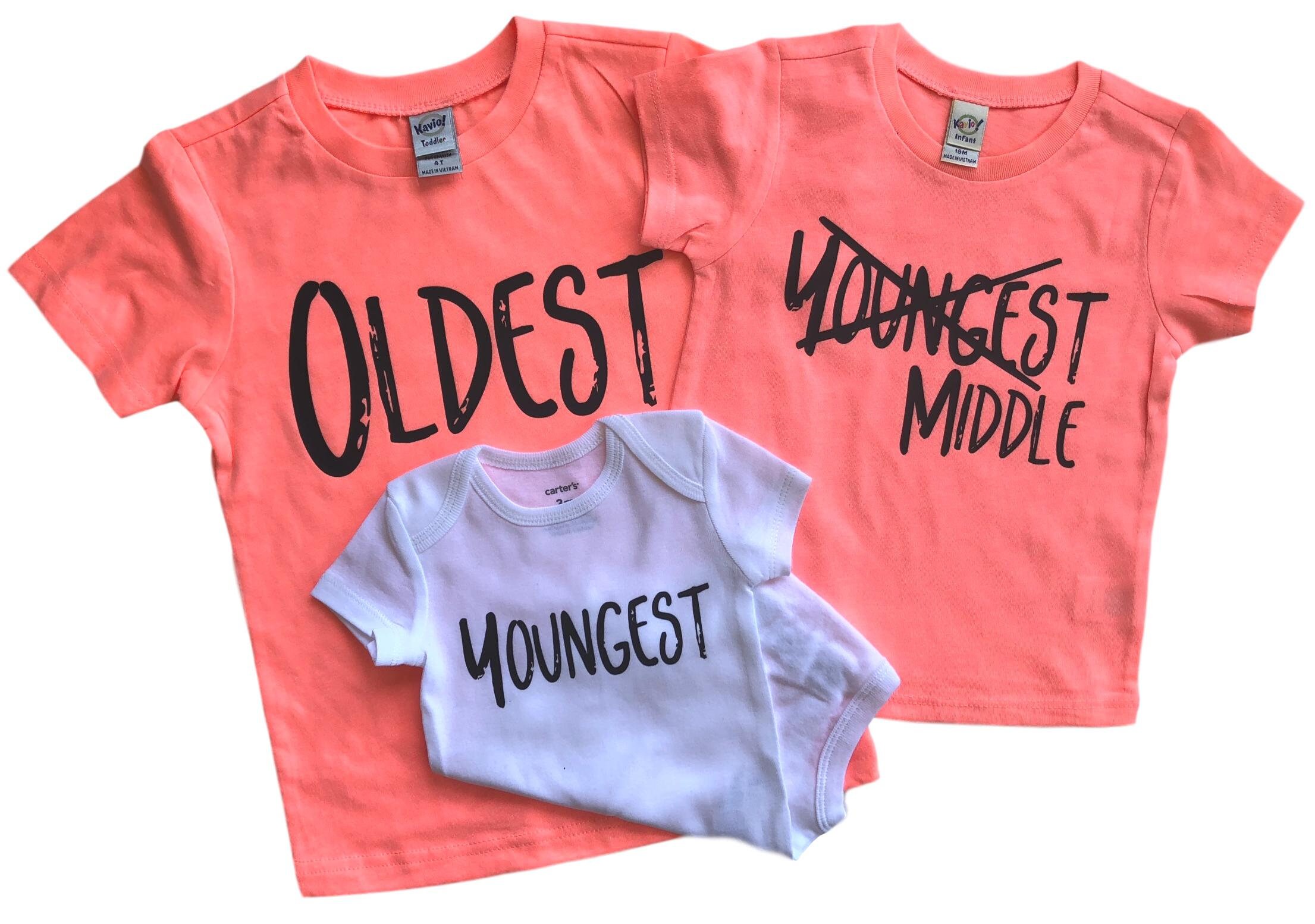 2021 Sibling Announcement Shirts for Baby and Toddler Girls Sibling Outfits Olive Loves Apple Promoted to Big Sister Est