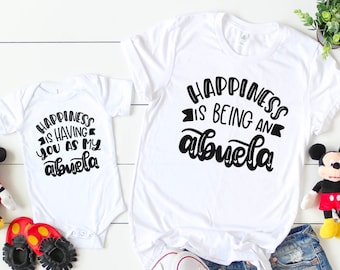 Happiness is being an Abuela - Abuela shirt - Matching Abuela and me - Abuela pregnancy announcement - Abuela gift from grandson daughter