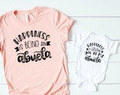 Matching Abuela and me - Happiness is being an Abuela - Abuela shirt - Abuela pregnancy announcement - Abuela gift from grandson daughter
