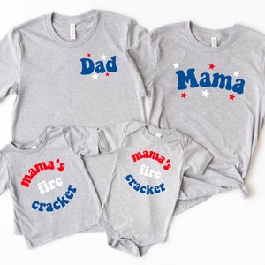 Matching 4th of July shirts - Memorial Day matching shirts - Independence Day matching shirts - Mama's fire cracker shirt Red white and blue
