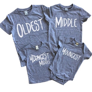 Sibling set of 4 - Siblings matching shirts - Big middle little - Pregnancy announcement 4th baby - Baby nr 4  reveal - Pregnancy shirts