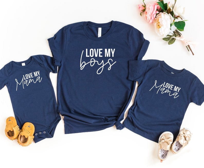 I love my boys, I love my Mama, Matching boy mama shirts, Mama of boys, Mommy and me matching tees for Mother's Day, Mama and me tees 