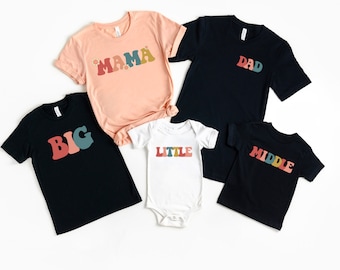 Big Middle Little | 3rd Sibling Announcement | Third Baby Announcement T-shirts | Matching Sibling t-shirts | Oldest Middle Youngest