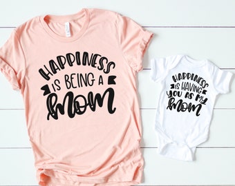 Happiness is being a mom - Mama in the making - New mom shirt - Mommy and me tees - Mother's day matching outfit for mom and kids