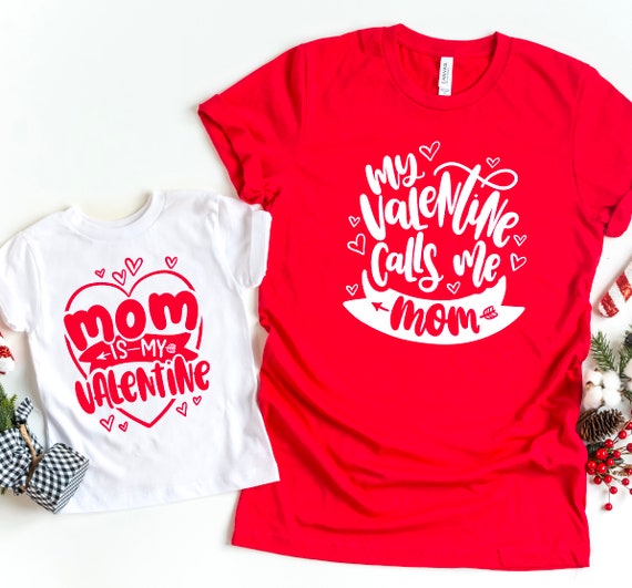 mom and son matching valentines day shirts