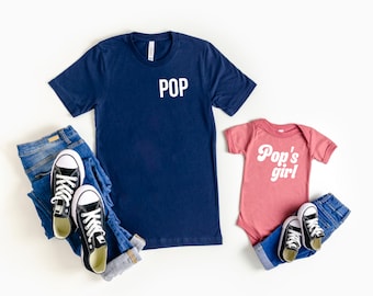 Pop shirt - Pop's girl - Pop's dude - Pop's little dude - Pop gift - Pop to be - Pop announcement - Pregnancy announcement for new Pop