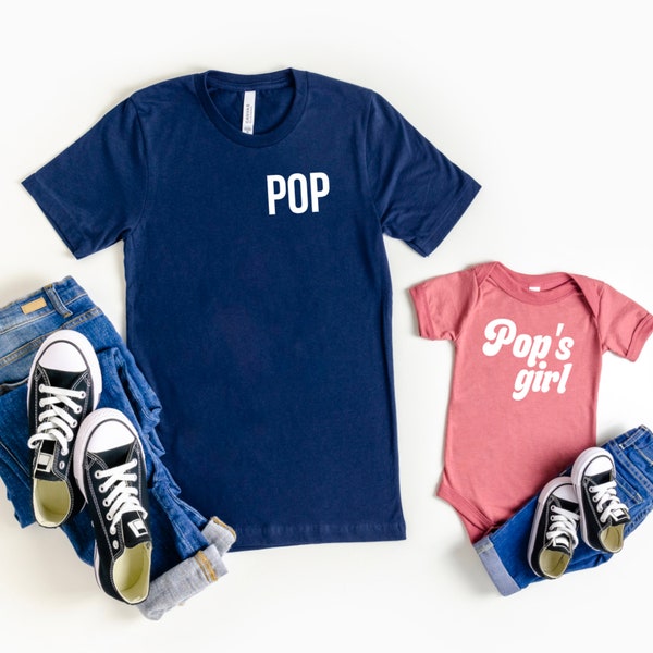 Pop shirt - Pop's girl - Pop's dude - Pop's little dude - Pop gift - Pop to be - Pop announcement - Pregnancy announcement for new Pop