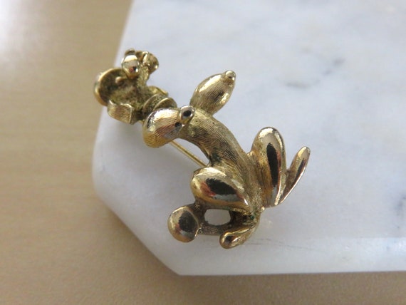 Vintage COVENTRY French Poodle Dog Brooch with Br… - image 1