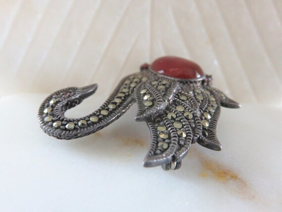 Sterling Silver Owl w/Amethyst Eyes and Marcasite Body/Wings Ring Sterling Silver Owl w/Amethyst Eyes and Marcasite Body/Wings Ring