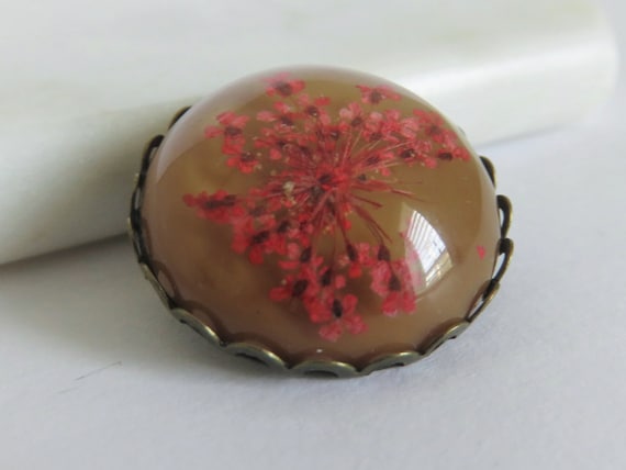 Vintage Cherry Pink Dried Dainty Flowers In Brown… - image 6