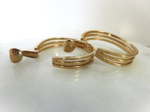 Vintage A&Z Gold-Filled Triple Wire CLIP-ON Hoop … - image 5