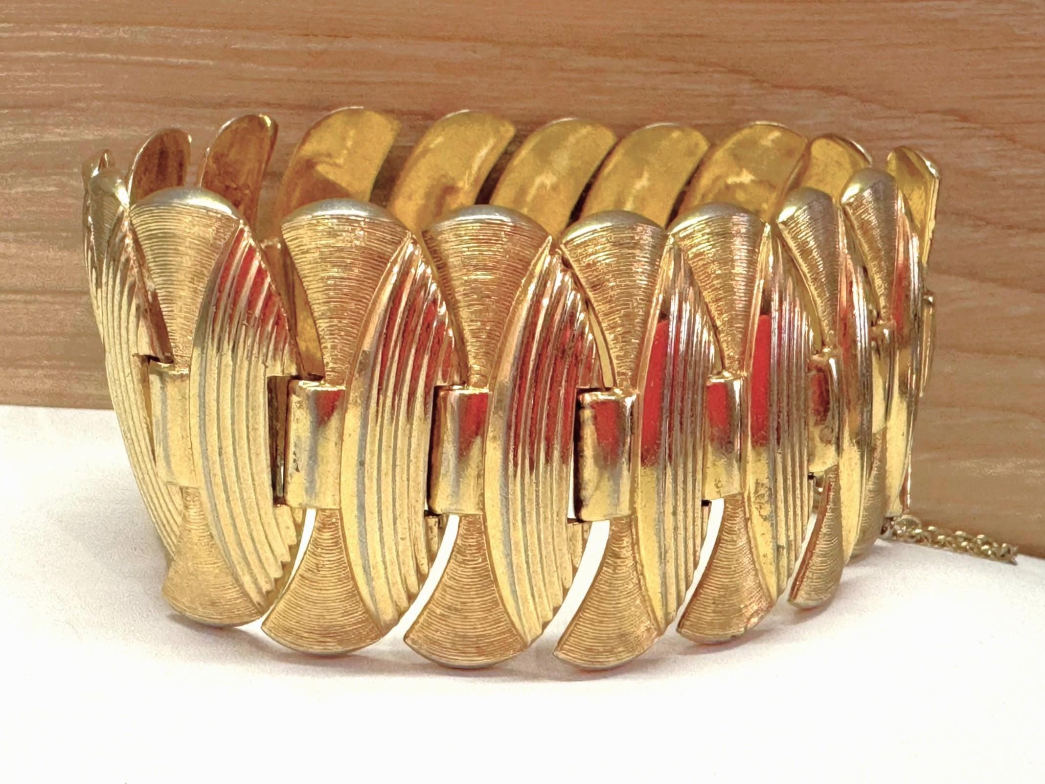 Vintage GROSSE 1958 Gold Plated Wide Link Bracelet, Christian Dior