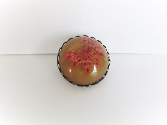 Vintage Cherry Pink Dried Dainty Flowers In Brown… - image 4