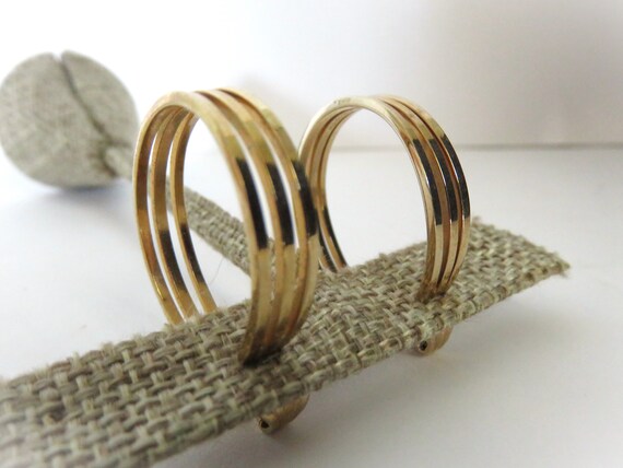 Vintage A&Z Gold-Filled Triple Wire CLIP-ON Hoop … - image 3