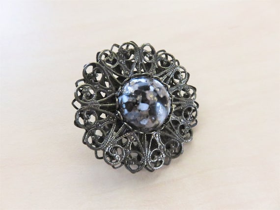 Vintage Marbled Confetti Black White Gold Fleck G… - image 10