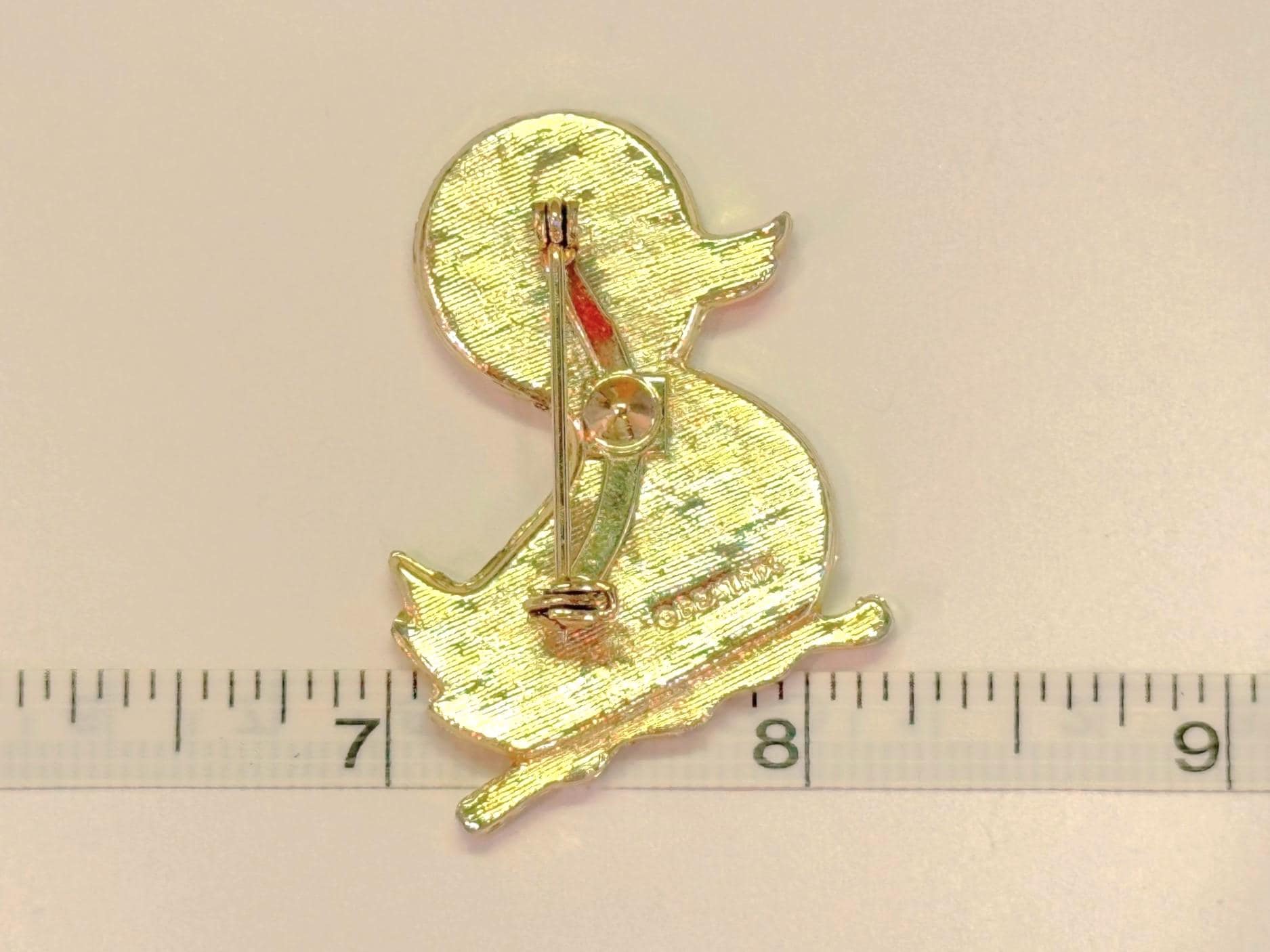 Vintage BEATRIX Enamel Duck Brooch, Signed Silver Tone Duckling Pin ...