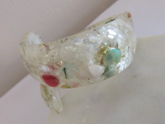 Vintage Lucite Bypass SEAHORSE Confetti Bracelet,… - image 8