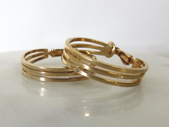 Vintage A&Z Gold-Filled Triple Wire CLIP-ON Hoop … - image 6