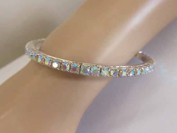 GIVENCHY Vintage Iridescent Rhinestone With Silver-tone