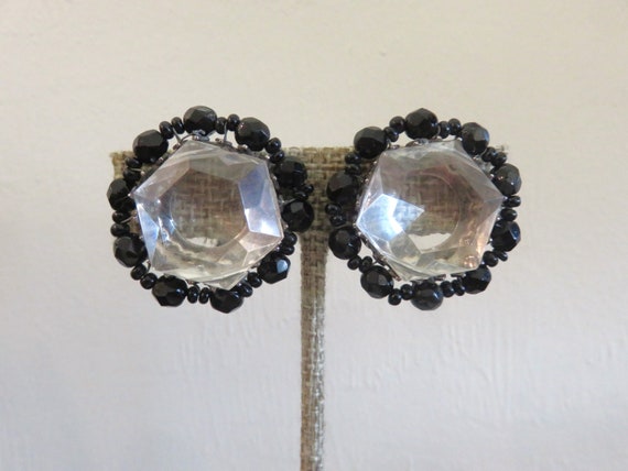 Signed MIRIAM HASKELL Large Clear Plastic & Black… - image 10