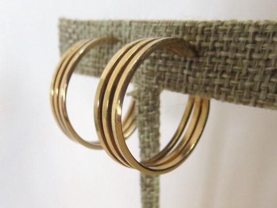 Vintage A&Z Gold-Filled Triple Wire CLIP-ON Hoop … - image 10