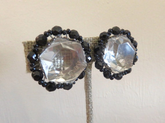 Signed MIRIAM HASKELL Large Clear Plastic & Black… - image 3