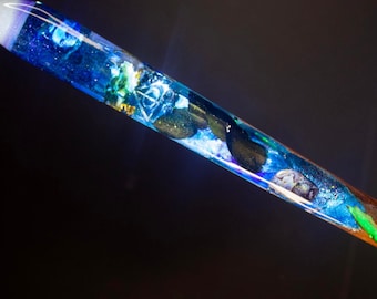 Handmade Resin Walnut Magic Wand – Glowing in Dark, Nature Inspired, Witch Wizard Gift