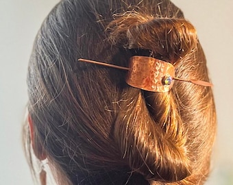 Handmade Hair Slide, Unique Copper and Crystal Hair Barrette, Metal Hair Pin, Perfect gift for Her