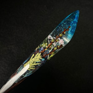 Hair Stick - Fresh Spring - Handmade Epoxy Resin Wood Hair fork Wooden Hairstick Hair Pin  Personalized Gift for Her