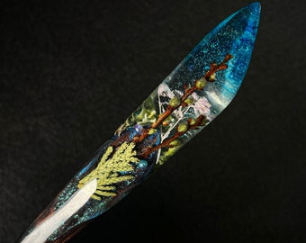 Hair Stick - Fresh Spring - Handmade Epoxy Resin Wood Hair fork Wooden Hairstick Hair Pin  Personalized Gift for Her