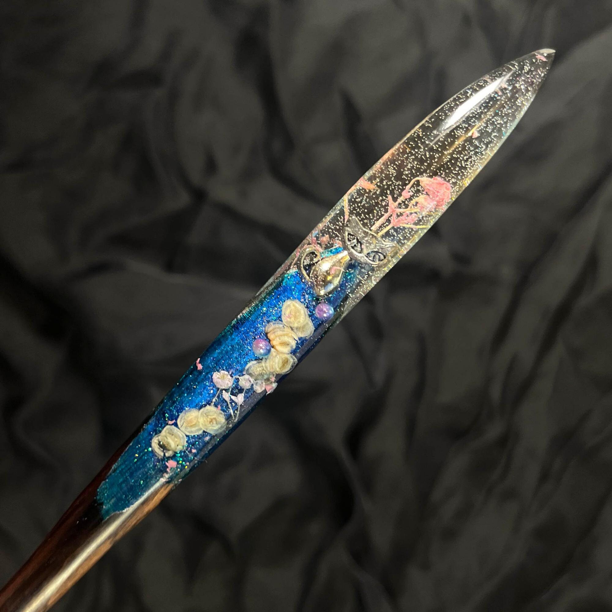 Ebony Blackwood hairstick with charms African Blackwood Crane Hair Stick | 18cm Hairpin for DIY  main image 3