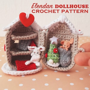 Crochet pattern - dollhouse with bunny (amigurumi pattern,crochet dollhouse,crochet bunny toy,Easter crochet pattern,crochet doll,Elendan)
