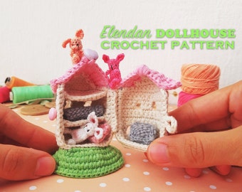 Crochet pattern - dollhouse with bunny (amigurumi pattern,crochet dollhouse,crochet bunny toy,Easter crochet pattern,crochet doll,Elendan)