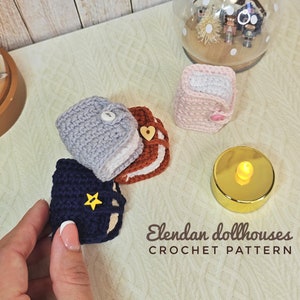 NO SEW crochet pattern - miniature book dollhouse (pocket toy, keychain, book lover gift, amigurumi pattern, tutorial, ElenDan dollhouses)