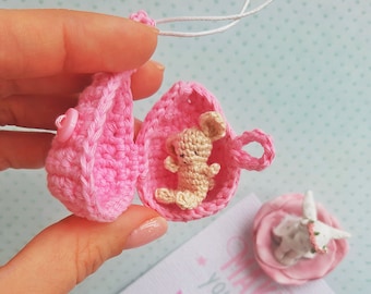 Crochet pattern - egg pendant with bunny (amigurumi pattern,spring crochet pattern,dollhouse miniature,hatching egg,crochet rabbit,Elendan)