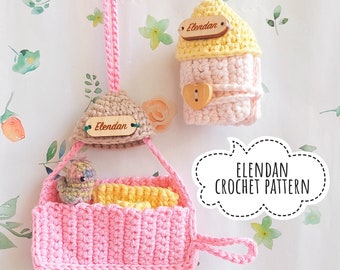 NO SEW crochet pattern - folding dollhouse with bird (crochet house pattern,beginner crochet,cute crochet pattern,gingerbread house,Elendan)