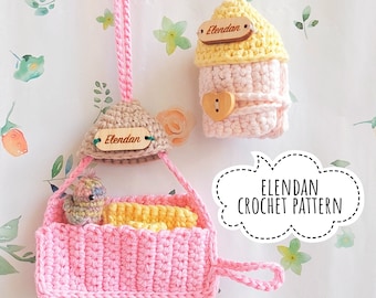 NO SEW crochet pattern - folding dollhouse with bird (crochet house pattern,beginner crochet,cute crochet pattern,gingerbread house,Elendan)