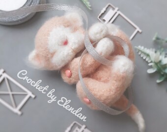 Crochet kitten pattern, amigurumi cat pattern, cat crochet pattern,crochet cat,sleeping kitten crochet pattern,crochet animal,Elendan kitten
