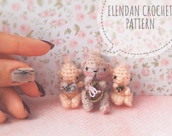 Crochet pattern - mini teddy bear by ElenDan / amigurumi bear pattern/bear crochet pattern/crochet bear/teddy crochet pattern/crochet animal