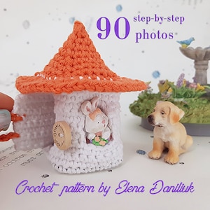 Crochet pattern - tiny dollhouse (miniature crochet pattern, amigurumi pattern, fairy house, crochet doll, dollhouse miniature, Elendan)