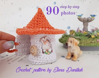 Patrón de crochet - pequeña casa de muñecas (patrón de crochet en miniatura, patrón de amigurumi, casa de hadas, muñeca de crochet, casa de muñecas en miniatura, Elendan)